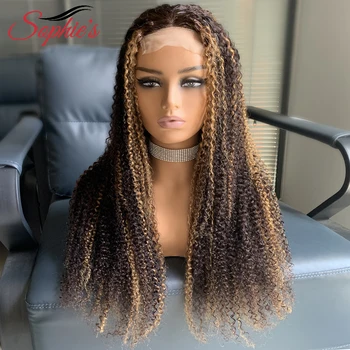 Sophies Highlight Парик 4 * 4 Кружевная застежка 180% плотности Кудрявые парики из натуральных волос для женщин Бразильские волосы Remy Hair 14-28 дюймов