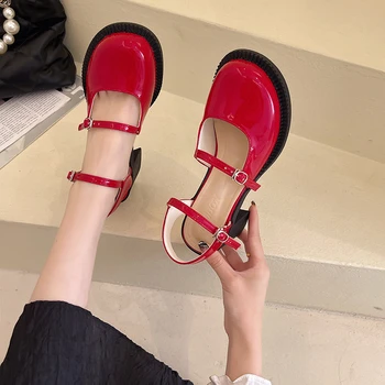 Женская обувь Японский стиль Лолита Обувь Женщины Винтаж Мягкие туфли на платформе на высоком каблуке Студентка колледжа Мэри Джейн обувь Платформа