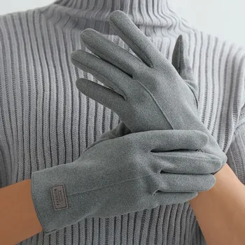  Сенсорный экран Мужские перчатки Простой бархат Внутри Загрязненный цвет Теплые перчатки Утолщенные Сохраняйте тепло Зимние перчатки Драйв