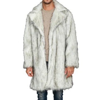 Мужские пальто из искусственного меха Пальто Мужские кардиганы с лацканами Зимние теплые длинные пальто Верхняя одежда с длинным рукавом Верхняя одежда Топы для мужчин
