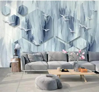 wellyu Пользовательские обои 3D фотообои обои креативные скандинавские абстрактные птицы настенные обои телевидения фон обои papel de parede