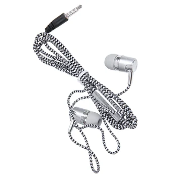H-169 3,5 мм MP3 MP4 Проводка Сабвуфер Плетеный шнур, универсальные музыкальные наушники с управлением пшеничной проволокой (серебристый)