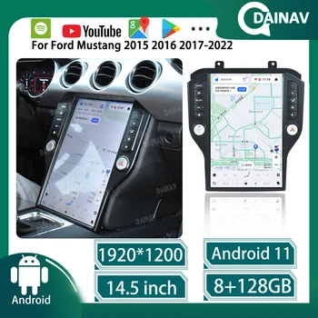 128G Qualcomm Автомагнитола в стиле Tesla для Ford Mustang 2015-2022 DSP IPS Android 11 GPS Navigation Carplay Мультимедийный плеер