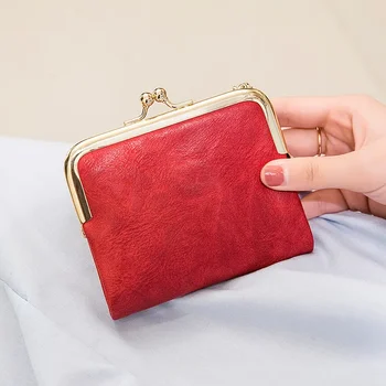 Новый модный тренд Net Red Все со сплошным цветом Короткий кошелек Женщина Ретро Многофункциональный кошелек с зажимом Mini Fold