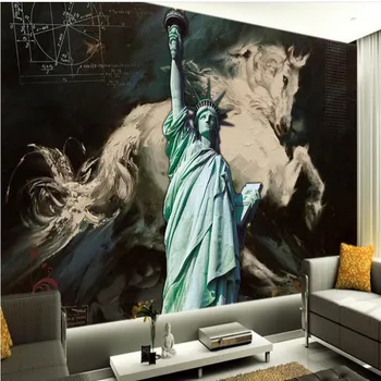 beibehang Пользовательские обои Европейские и американские ветровые масляные обои Статуя Свободы ТВ Фон