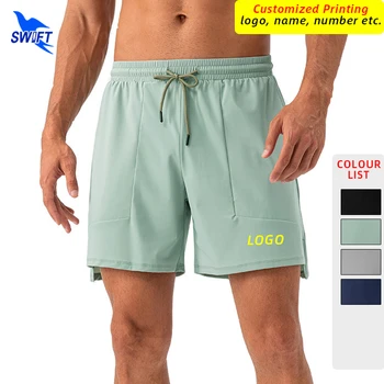 Custom LOGO Мужские дышащие шорты для бега Быстросохнущие эластичные тренажерный зал Фитнес Тренировки Короткие брюки Однослойные летние повседневные брюки