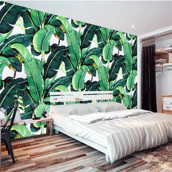 beibehang Пользовательские обои 3d в европейском стиле винтажные расписанные вручную тропические леса банановый лист Идиллическая гостиная 3d обои