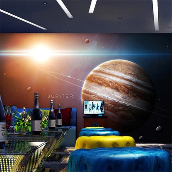 пользовательские обои Cosmic Space Planet для гостиной Отель Звездное небо Спальня Обои Студия фонового искусства 3D наклейки на стену