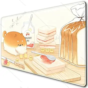 Симпатичный аниме мультфильм коврик для мыши Kawaii Большой желтый хлеб собака игровая мышь коврик для ноутбука клавиатура рабочий стол сшитый край 31,5 x 11,8 дюйма