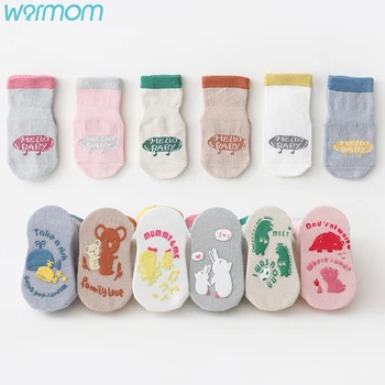 Warmom Двухцветные носки для малышей с большим клеем для весны и лета нескользящие носки для пола Носки для мальчиков и девочек Домашние детские носки Хлопок