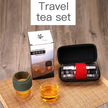 чайный сервиз Модный высокий боросиликатный стакан Оснащен сумкой для хранения Креативный Легко хранить быстро Чайная чашка Термостойкий Старший