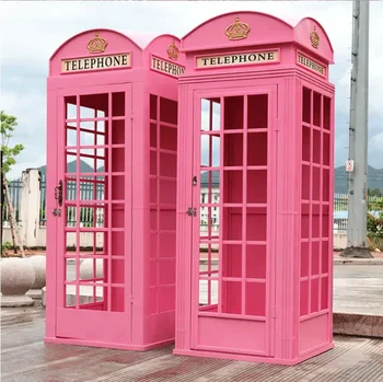 Поддержка свадебного украшения OEM Железная металлическая лондонская розовая телефонная будка для украшения помещений на открытом воздухе