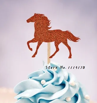 блестящий бегущая лошадь кекс топперы животное день рождения свадьба девичник детский душ вечеринка foodpicks