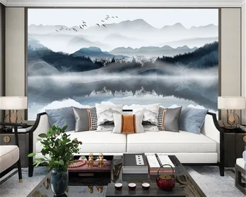 beibehang Изготовленная на заказ спальня гостиная синие чернила пейзаж фон современные новые обои обои домашний декор