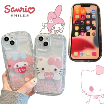 Sanrio Hello Kitty Чехол для телефона для IPhone 14 Pro Max Plus Мультяшная оболочка для IPhone 13 12 11 Прозрачная ударопрочная мягкая обложка