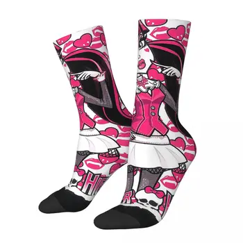Monster High Мультяшные носки Мужская женская мода Draculaura Носки Harajuku Весна Лето Осень Зима Средняя Трубка Носки Подарки