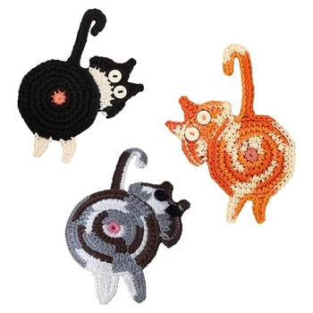 Подарок для кошек Для любителей кошек 3шт Cat Coaster Woven Cute Cat Coaster Изоляция Coaster Подставка для кофе и чая Прочный