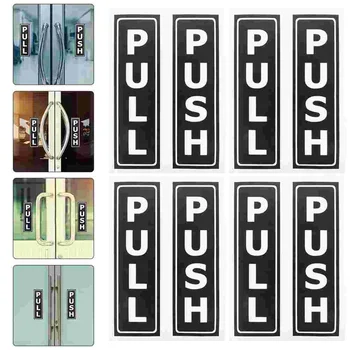 8 шт. Наклейка с логотипом раздвижной двери Липкая тяга Push Office Знаки Наклейки для ручки наклейки из ПВХ