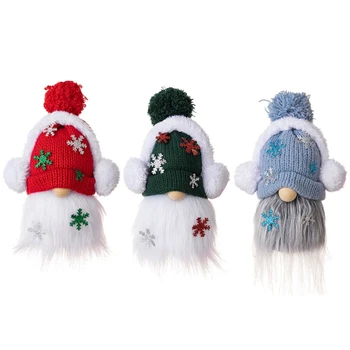 Рождество с вязаной шапкой-ушанкой Идеальное рождественское украшение для стола new