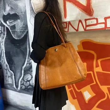 Европейская и американская мода Высококачественная женская сумка из воловьей кожи растительного дубления, простая и универсальная сумка через плечо
