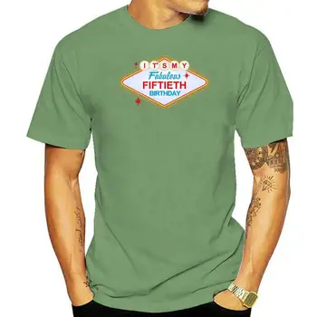 Лас-Вегас Знак Сказочная футболка на 50-летие Мужские футболки Летний стиль Мода Swag Мужские футболки.