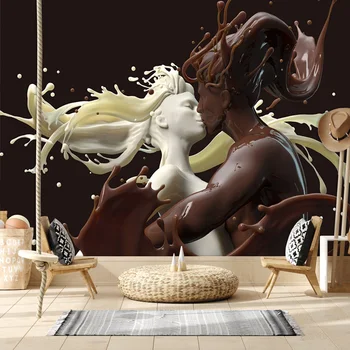 Абстрактные пользовательские самоклеящиеся обои для гостиной Шоколад Молоко Любители Кафе Бар ТВ Обои Домашний декор Фрески