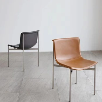 Скандинавские роскошные обеденные стулья Минималистичные домашние расслабляющие дизайнерские обеденные стулья Современная мебель из нержавеющей стали WZ50DC