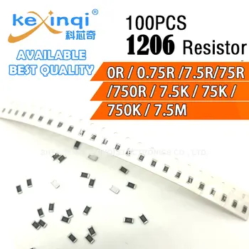 100 шт./лот SMD 1206 Резистор 0,25 Вт 1/4 Вт сопротивление 0R Ом 0,75R 7,5R 75R БПК 7,5 К 75 К 750 К 7,5 м