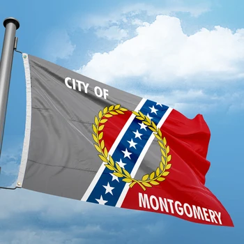 Флаг Алабамы Монтгомери 3 * 5 футов 90 * 150 см США Штаты Городские флаги Америка Пользовательский декор Баннеры Полиэстер Устойчивость к ультрафиолетовому излучению Двойной стежок