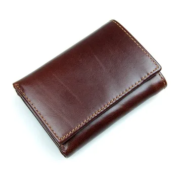 RFID Тройной кошелек Держатель кредитной карты с безопасным окном ID Мужской кожаный натуральный кошелек