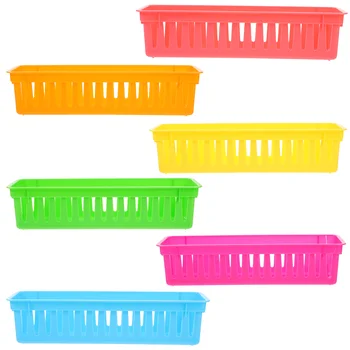 Пластиковый настольный держатель для карандашей Корзина для канцелярских принадлежностей Красочные корзины для хранения школьных принадлежностей