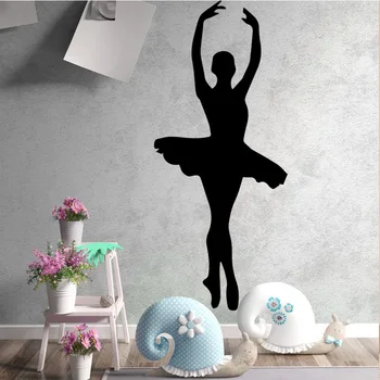Красавица танцующие девушки ПВХ наклейки на стену Домашний декор для девочек Наклейки на стену комнаты балет Водонепроницаемые обои