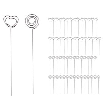 240 штук Металлические провода Зажим для заметок Держатели карт для заметок Номер стола Клип Фотостенд Круглый и в форме сердца, серебристый