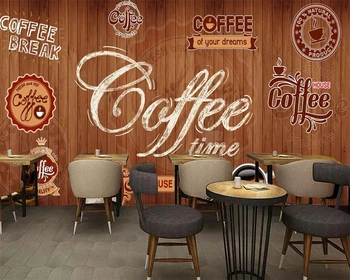 Beibehang Пользовательские обои фрески дерево затенение ретро кофе этикетка ресторан кафе фон настенные росписи 3d обои