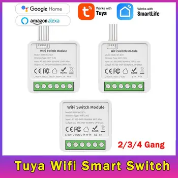 Tuya Wi-Fi Mini Smart Switch 2/3/4 Поддержка 2-стороннего выключателя управления Модуль работает с Smart Life Alexa Google Home Yandex Alice