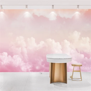пользовательский розовый облако обои фон красота магазин молочный чай фреска спальня фотообои 3D обои виниловые обои домашний декор