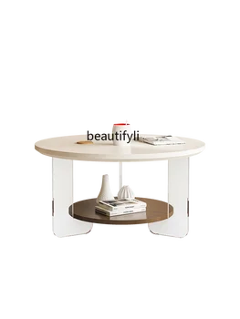  кремовый акриловый чайный стол гостиная дома современный простой французский круглый стол