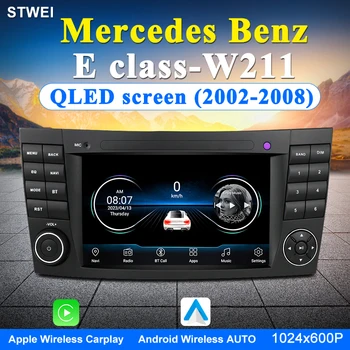 Android 12 Автомагнитола Мультимедиа для Mercedes Benz E-class W211 E200 E220 E300 E350 E240 E280 CLSCLASSW219 QLED экран GPS