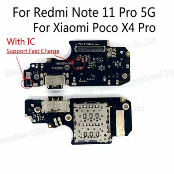 Для Xiaomi Redmi Note 11 Pro 5G / Poco X4 Pro USB-порт для зарядки микрофона микрофон док-станция Гибкий кабель с быстрой зарядкой IC