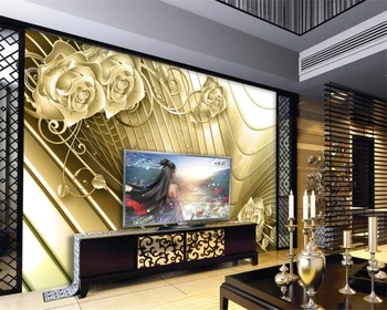 beibehang Настроить обои любого размера фрески фантазия золотая роза фотообои papel de parede 3d обои домашний декор