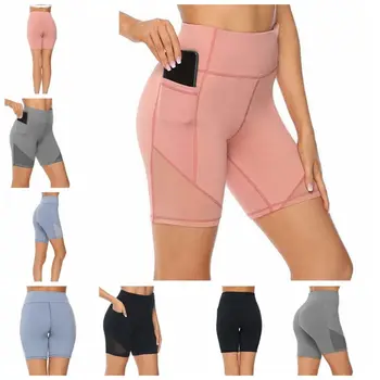 1 шт. Удобные шорты для йоги Дышащие спортивные штаны с карманом Модные леггинсы с высокой талией для женщин