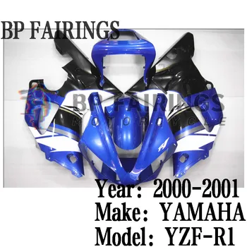 Новый обтекатель из АБС-пластика для Yamaha YZF R1 2000 2001 Детали кузова Обтекатели R1 00 01 Синий Белый Черный