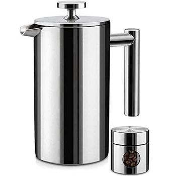 Кофеварка с двойной изоляцией френч-пресс 3-уровневая система фильтрации, без кофейной гущи, без ржавчины, можно мыть в посудомоечной машине
