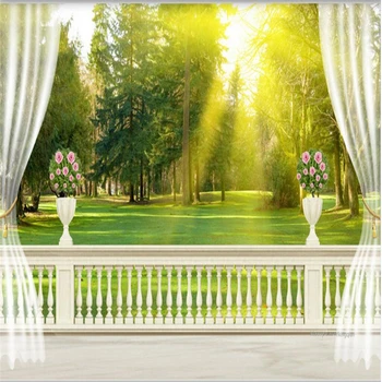beibehang пользовательские наклейки на фотообои европейский балкон лес трава пейзаж 3D ТВ фон стена papel de parede