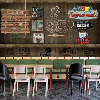 Изготовленный на заказ винтажный кофе тема индустриальный декор 3D обои кафе ресторан фотообои Papel De Parede 3D papel tapiz