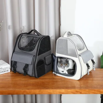 Big Space Cat Рюкзак-переноска для щенков Многофункциональные сумки для домашних животных с двойным плечом для прогулок на открытом воздухе Транспорт для путешествий в gato
