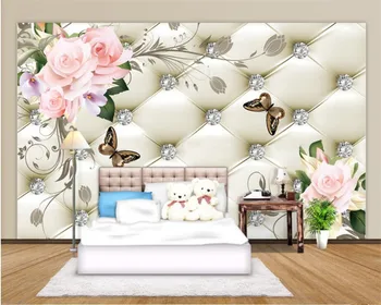 beibehang Пользовательские 3d обои Европейская мягкая сумка цветы роскошная гостиная спальня фон настенное украшение 3D обои