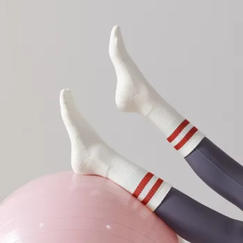 хлопчатобумажные носки для йоги силиконовые пятна нескользящие носки для пилатеса балетные носки дышащие эластичные носки для пола женские танцевальные фитнес спортивные носки