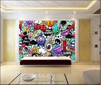 Пользовательские обои 3d фрески модные буквы граффити бар KTV фон стена гостиная спальня 3d обои папье-пейнт пейнт
