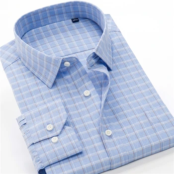 SHAN BAO Высококачественная классическая клетчатая рубашка с длинным рукавом 2021 Весенняя деловая повседневная мужская свободная рубашка 6XL 7XL 8XL 9XL 10XL